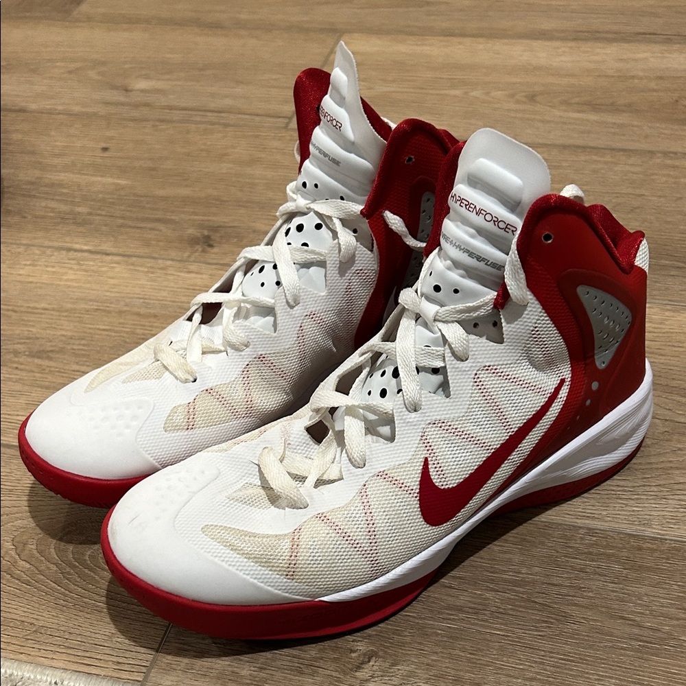 Men's Red and White Athletic Shoes